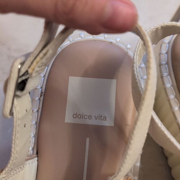 NEW Dolce Vita Drake Platform Sandals Cream Color Ivory Fabric Size 9 - Picture 7 of 10